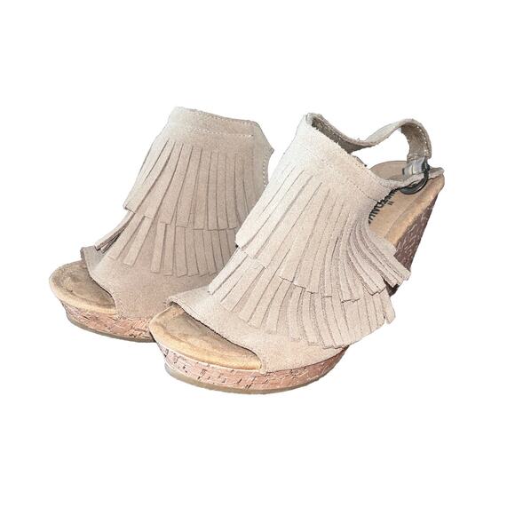 Minnetonka Ashley Fringe Espadrille Wedge Sandals Size 7 - Picture 1 of 5